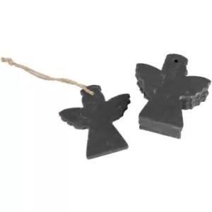 Image of Slate Christmas Tree Decorations - 7 x 7cm - Angel - Pack of 6 - Nicola Spring