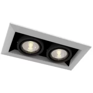 Image of Metal Modern Recessed Twin Square Downlight White, 2 Light, GU10