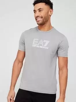 Image of EA7 Emporio Armani Visibility Logo T-Shirt - Shark Grey, Shark Grey, Size S, Men