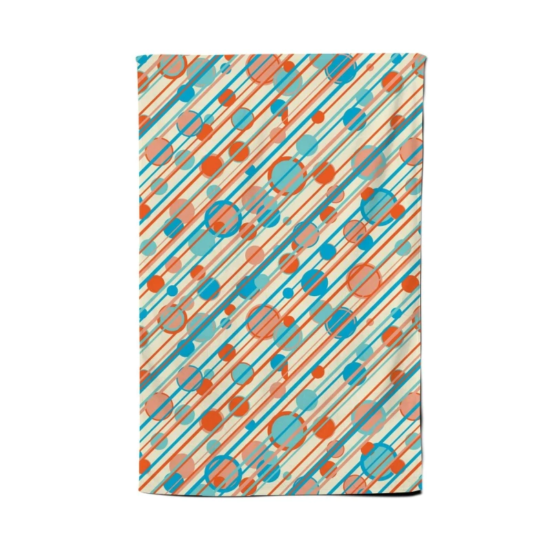 Image of Warren Reed - Designer Retro Stripes & Circles Tea Towel in Blue Blue Unisex