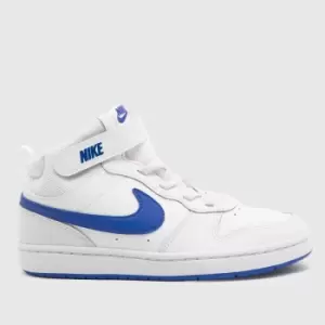 Image of Nike White & Navy Court Borough Mid 2 Boys Junior Trainers