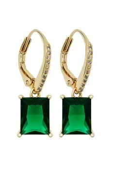 Image of Gold Plated And Emerald Open Stone Earrings