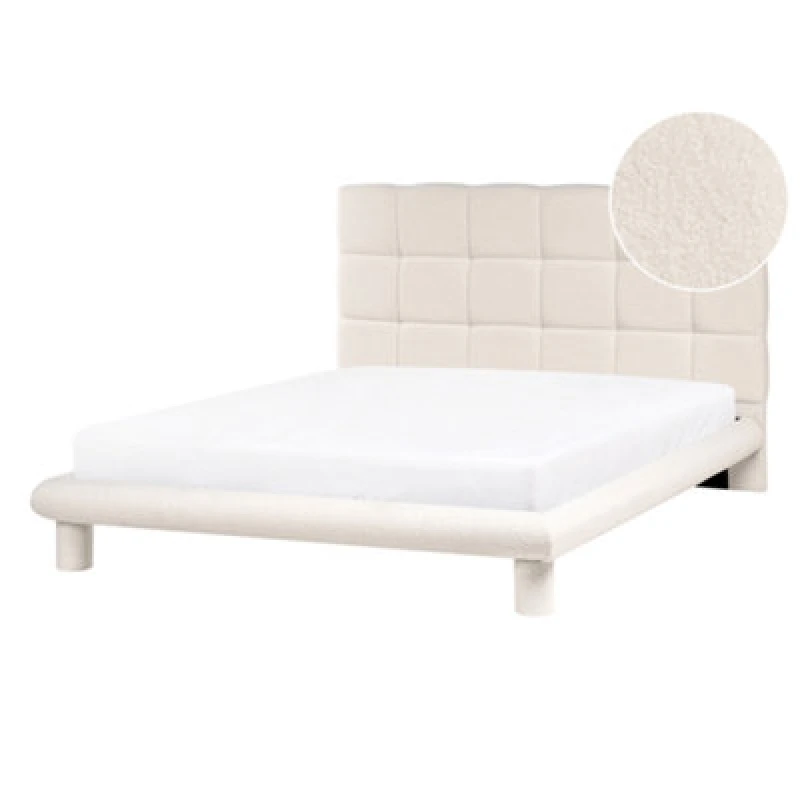 Image of Beliani Bed Boucle Cressat 140 X 200 Cm (Eu Double) Off-White