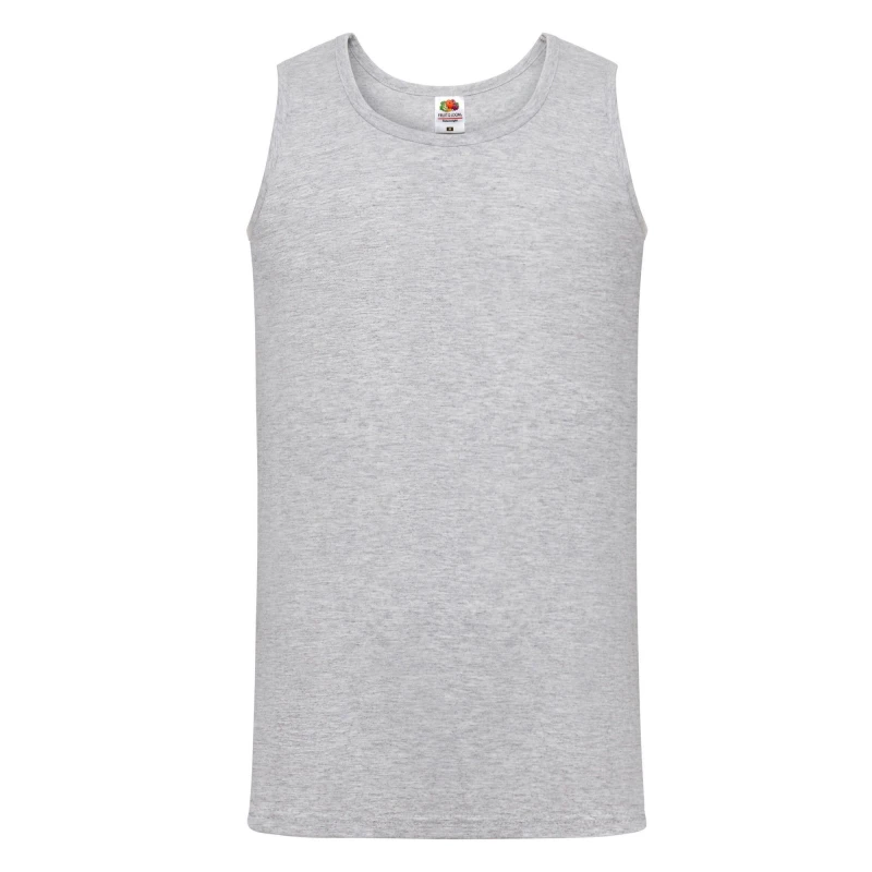 Image of Fruit Of The Loom Fruit of the Loom Men Valueweight Heather Athletic Vest Top in Grey Size: Small Grey S Male 5063527032041