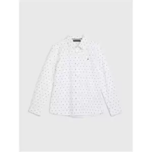 Image of Tommy Hilfiger Mini Print Stretch Oxford Shirt - White