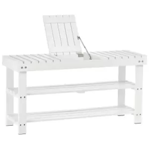 Image of Homcom 3 Tier Open Shoe Rack Hidden Storage Wood Frame Wide Shelves White