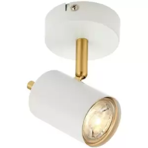 Image of Endon Gull - 1 Light Spotlight Matt White Paint, Satin Brushed Gold, GU10