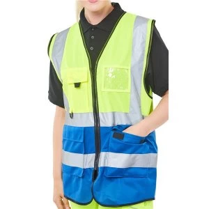 Image of BSeen High Vis Two Tone Executive Waistcoat Medium YellowRoyal Ref