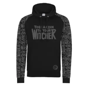 Image of The Witcher Unisex Adult Toss A Coin Pullover Hoodie (M) (Black)