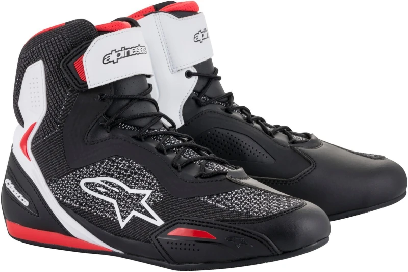 Image of Alpinestars Faster 3 Rideknit Motorcycle Shoes, black-white-red, Size 41 for Men
