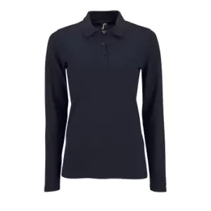 Image of SOLS Womens/Ladies Perfect Long Sleeve Pique Polo Shirt (S) (French Navy)