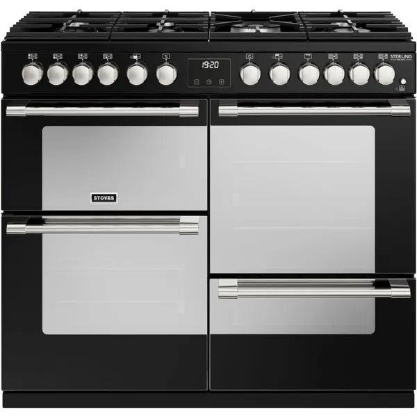 Image of Stoves Sterling Deluxe 100cm Dual Fuel Range Cooker - Black - A Rated