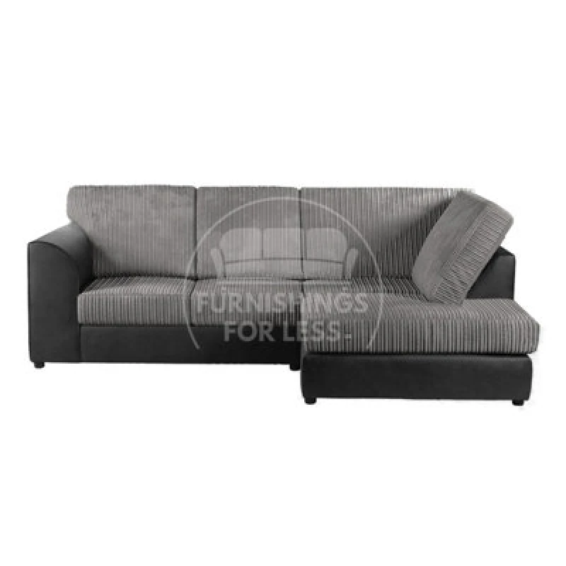 Image of Furnishings For Less UK Luxor Black And Grey Jumbo Cord 4 Seater Corner Sofa Right Hand Facing - Full Back