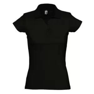 Image of SOLS Womens/Ladies Prescott Short Sleeve Jersey Polo Shirt (S) (Deep Black)