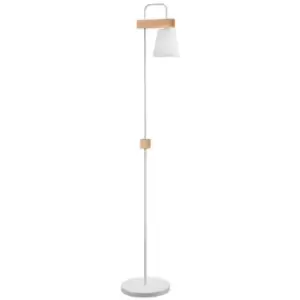 Image of Enrico Task Floor Lamp With Fabric Shade, White, 1x E27