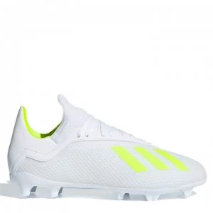 Image of adidas X 18.3 Childrens FG Football Boots - White/SolYellow