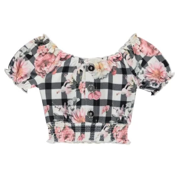 Image of Firetrap Check Crop Top Junior Girls - Black Floral