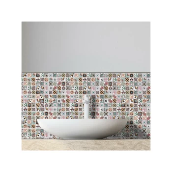 Image of Geo Blush Mosaic Tile Sheet 300mm x 300mm - Multi - Mosaic Warehouse