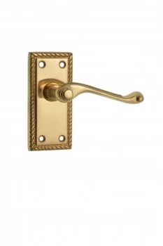 Image of Wickes Cheshire Georgian Scroll Latch Door Handle - Polished Brass 1 Pair