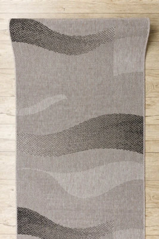 Image of RugsX Runner Sizal Floorlux Design 20212 Silver / Black 70 Cm 70X110 Cm