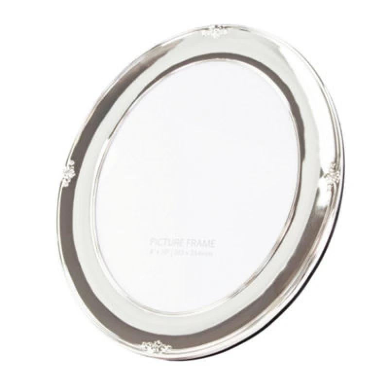 Image of Happy Homewares Traditional Oval Silver Plated 8 X 10 Single Picture Frame Lacquer Coated