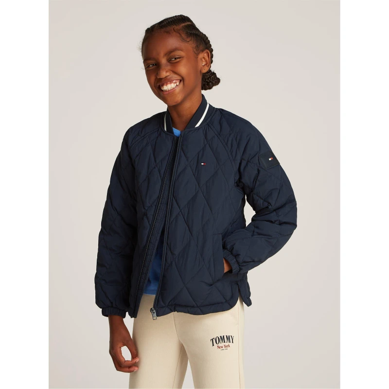Image of Tommy Hilfiger Unisex Kids Quilted Jacket Navy C1G unisex 8Y