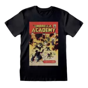 Image of The Umbrella Academy Unisex Adult Comic Cover T-Shirt (XL) (Black)