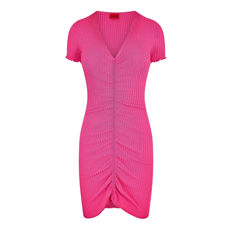 Image of Hugo Womens Slisery Mini Dress Bright Pink female 6 (XS)