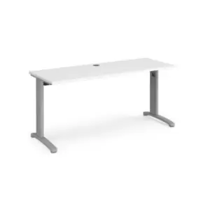 Image of Office Desk Rectangular Desk 1600mm White Tops With Silver Frames 600mm Depth TR10