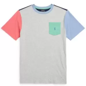 Image of Polo Ralph Lauren Junior Colour Block Patch T-Shirt - Grey