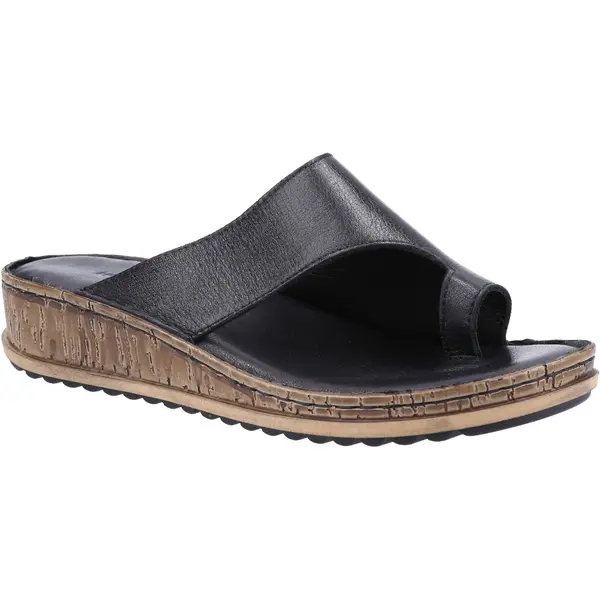 Image of Hush Puppies Womens Elissa Toe Post Wedge Slide Sandals - UK 4 Black female GDE2386BLK4