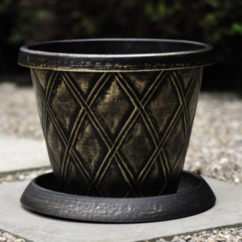 Image of Thompson & Morgan Black And Gold Flowerpot & 25L Incredicompost X 1