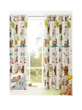 Image of Catherine Lansfield Woodland Adventure 66X72 Inch Reversible Eyelet Curtains