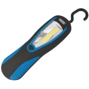 Image of Draper COB LED Work Light with Magnetic Back and Hanging Hook, 3W, 200 Lumens, Blue, 3 x AA Batteries Supplied