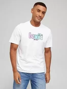 Image of Levis Large Logo Relaxed Fit T-Shirt, White, Size L, Men