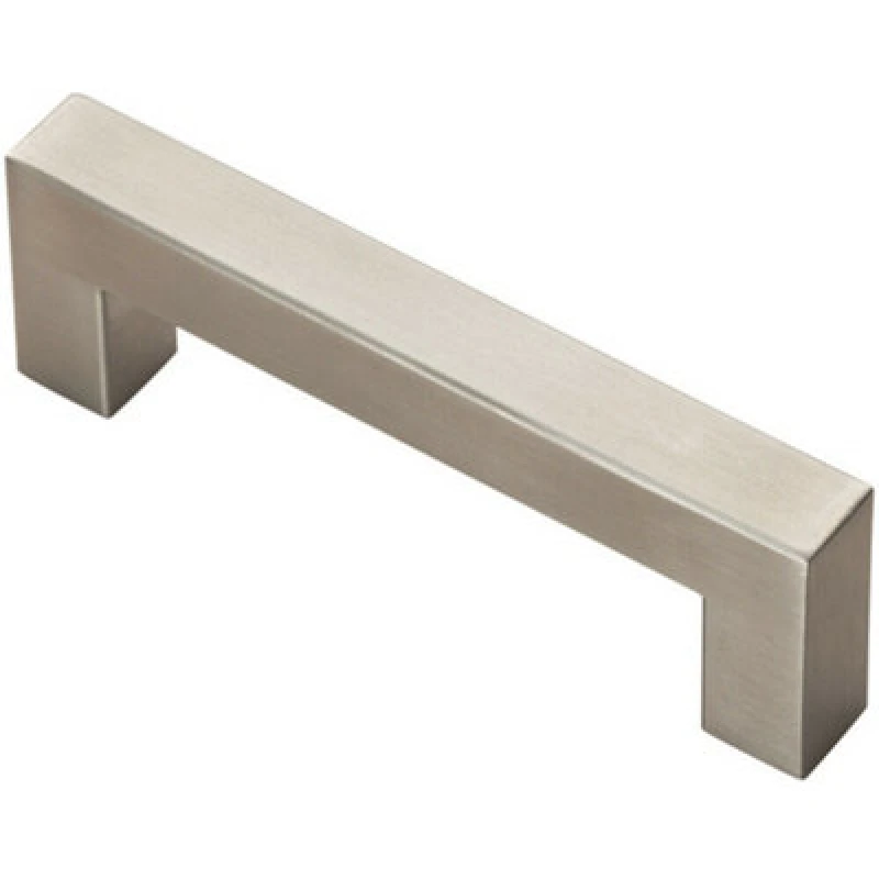 Image of Loops Square Linear Block Pull Handle 110 x 14mm 96mm Fixing Centres Satin Steel Metallics unisex