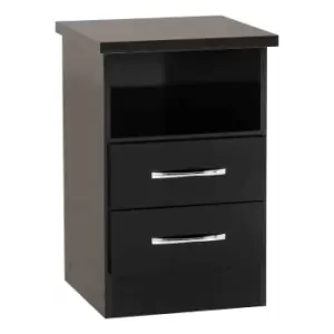 Image of Seconique Nevada 2 Drawer Bedside - Black Gloss