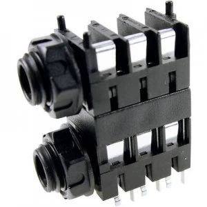 Image of 6.35mm audio jack Socket horizontal mount Number of pins 3 Stereo Blue Cliff FCR1124