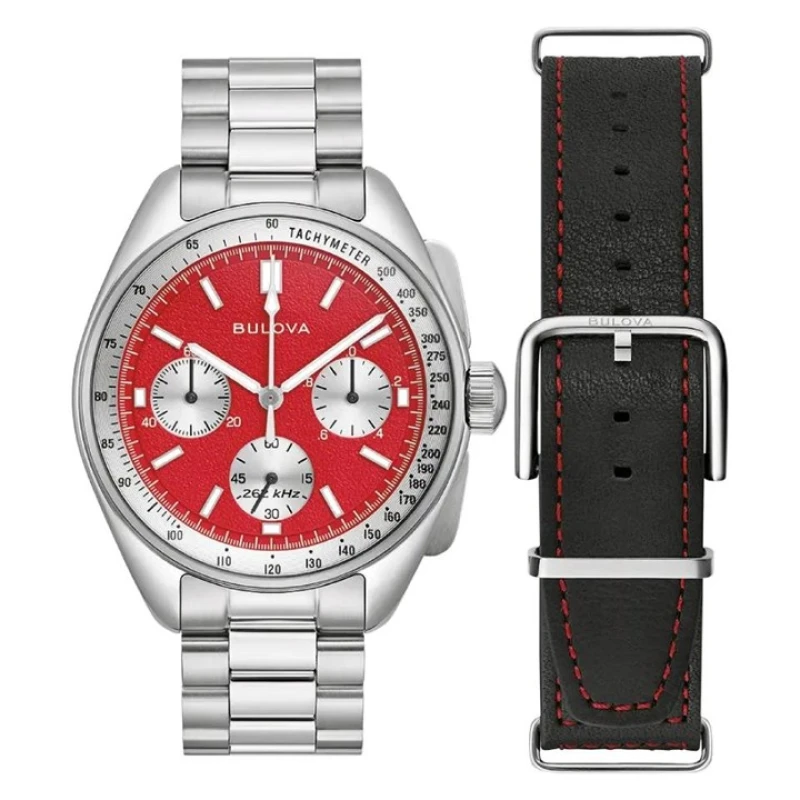 Image of Bulova 96K115 Archive Series Lunar Pilot Blood Moon Watch And Nato Strap - W09339
