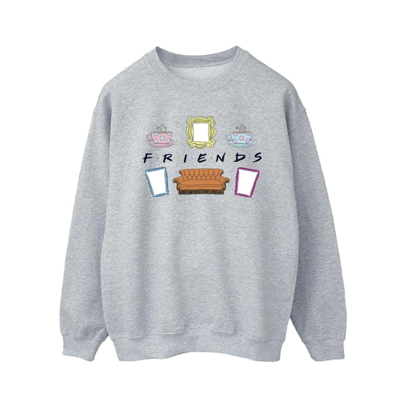 Image of Friends Friends Men Couch Lounging Sweatshirt in Grey Size: Small Grey S Male 5063376921077