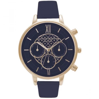 Image of Chrono Detail Navy & Gold Watch