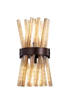 Image of 2 Light E14, Wall Light E14, Brown Oxide , Champagne Glass