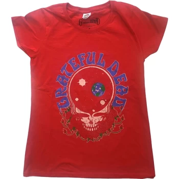 Image of Grateful Dead - Space Your Face & Logo Womens Medium T-Shirt - Red