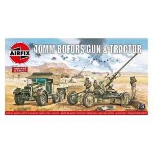 Image of Bofors 40mm Gun & Tractor 1:76 Vintage Classic Military Air Fix Model Kit