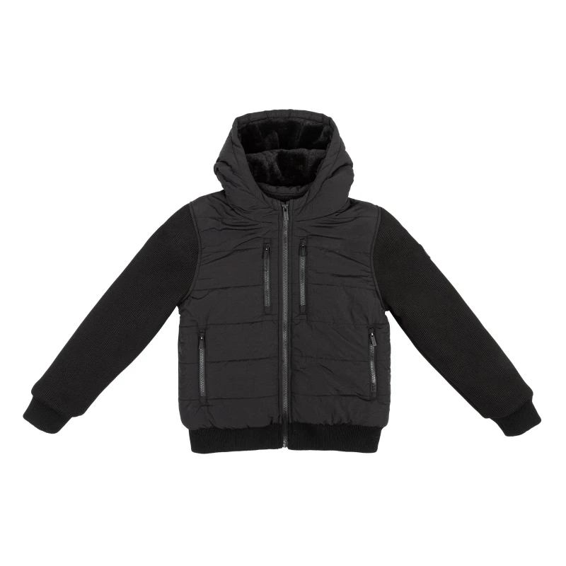 Image of Firetrap Kids Sartorial Hooded Long Sleeve Quilted Jacket Black male 5-6 Years