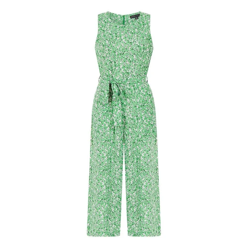 Image of Mela Green Ditsy Flower Sleeveless Culotte Jumpsuit Green female