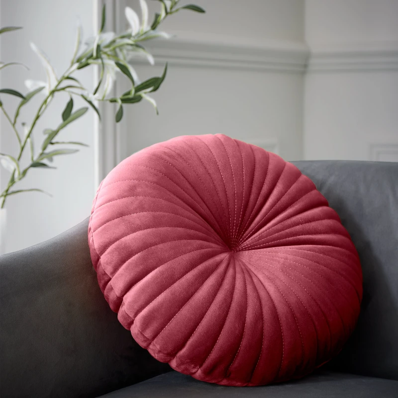 Image of Catherine Lansfield 'Round' Cushion Raspberry