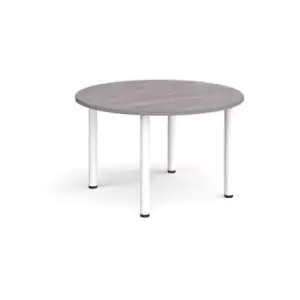 Image of Circular white radial leg meeting table 1200mm - grey oak