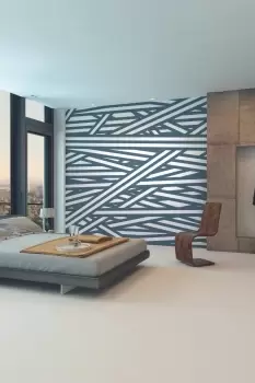 Image of Striped Criss Cross Pattern Blue Matt Smooth Paste the Wall Mural 300cm wide x 240cm high