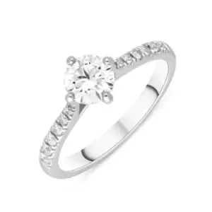 Image of Platinum 0.84ct Diamond Shoulder Solitaire Ring